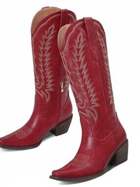 Cowboy Boots for Women - Western Cowgirl Boots Knee High Snip Toe